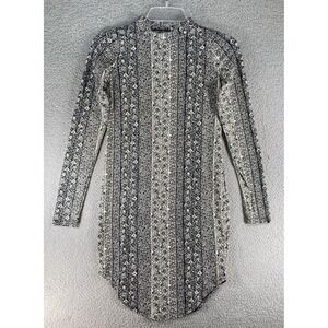 Love‎ Cameron LA Womens Juniors Bodycon Dress SZ S Black Floral Long Sleeve Mock